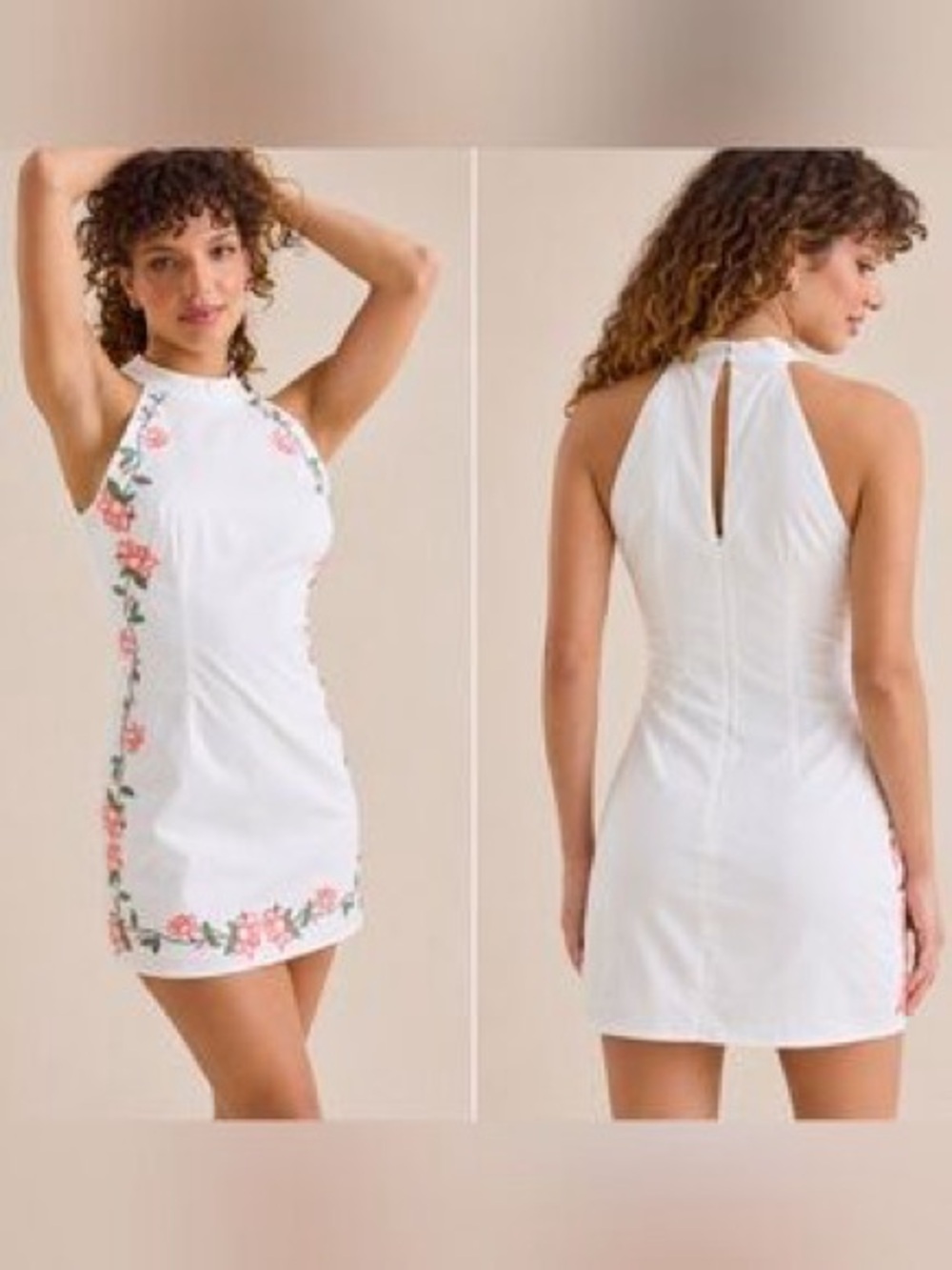 Altar'd State Kie Halter Embroidered Mini Dress